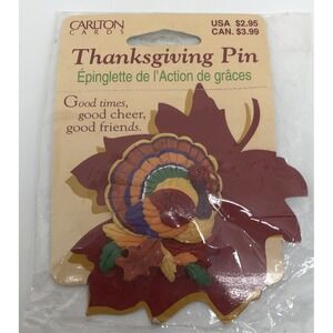 Vintage Thanksgiving Tom Turkey Pin Brooch Plastic Fall Festive‎ Autumn, NEW